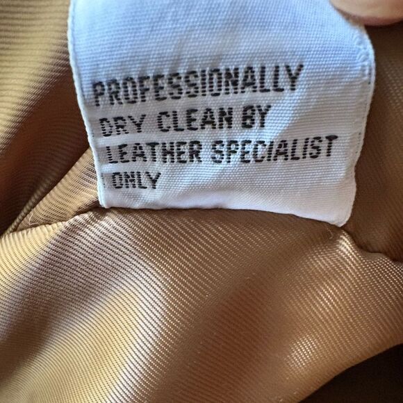 VTG The New Age Brown Leather Double Collar Bomber Jacket Size S - Picture 12 of 15